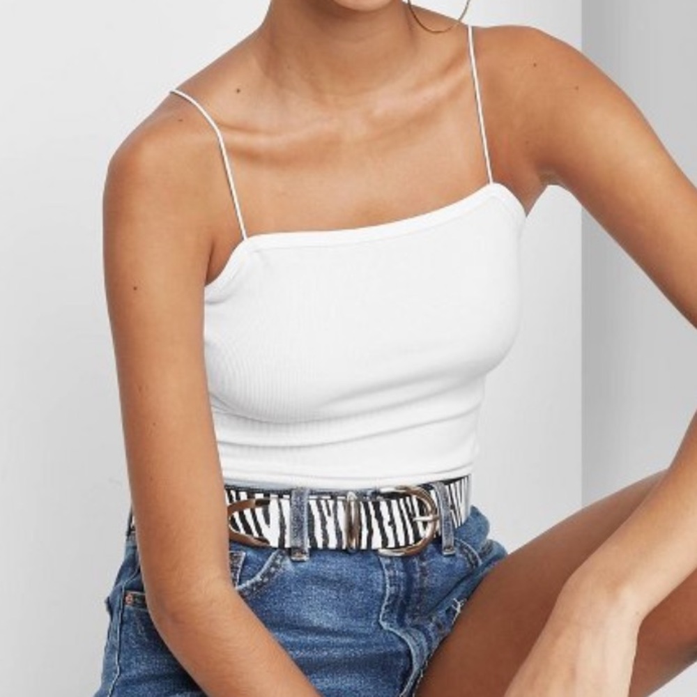 NWT Square Neck Spaghetti Strap Bodysuit - Wild Fable white size XS